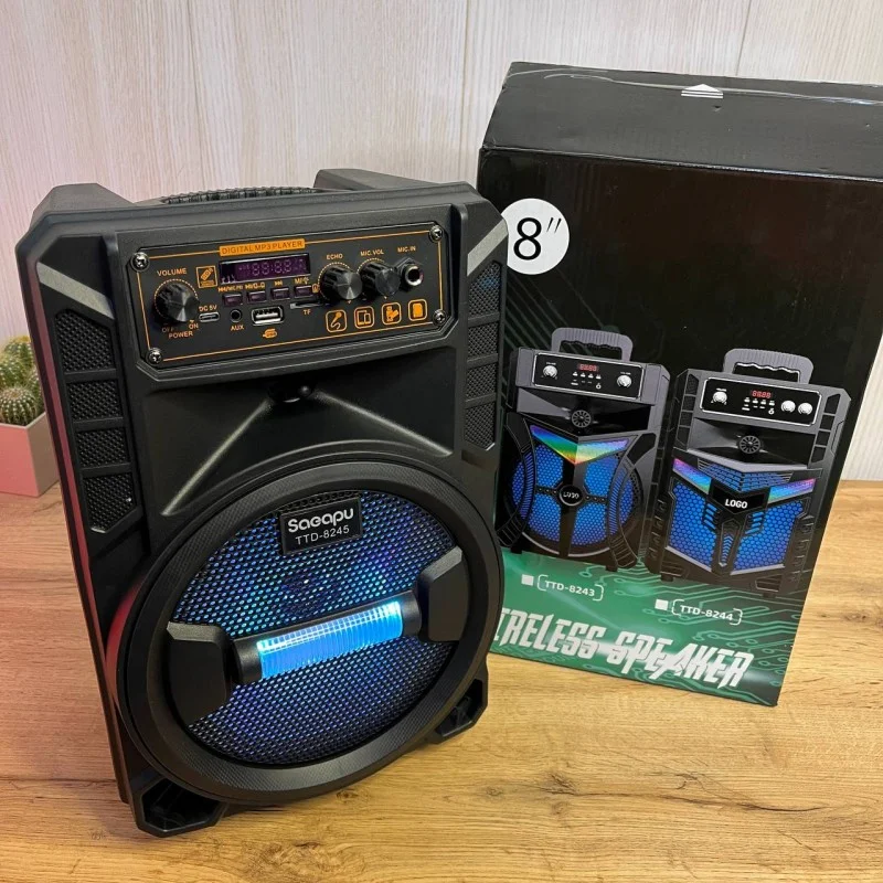 Беспроводная караоке-колонка Soeopu TTD-8245 (8 дюймов) с радио, USB и подсветкой (8) оптом