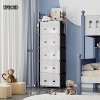 Комод дитячий пластиковий WFB06D (42x29x170 см), високий вузький збірний шафа-органайзер з 5 шухлядами та верхньою полицею (12) гуртом
