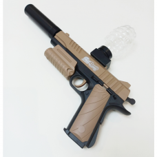 Пистолет на орбизах M1911 Kiss Death на аккумуляторе (песочный/Desert), детский гидрогелевый бластер с глушителем (48) оптом