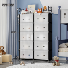 Комод детский пластиковый WFB006S (81x29x170 см), высокий широкий сборный шкаф-органайзер на 10 ящиков с верхней полкой (8) оптом